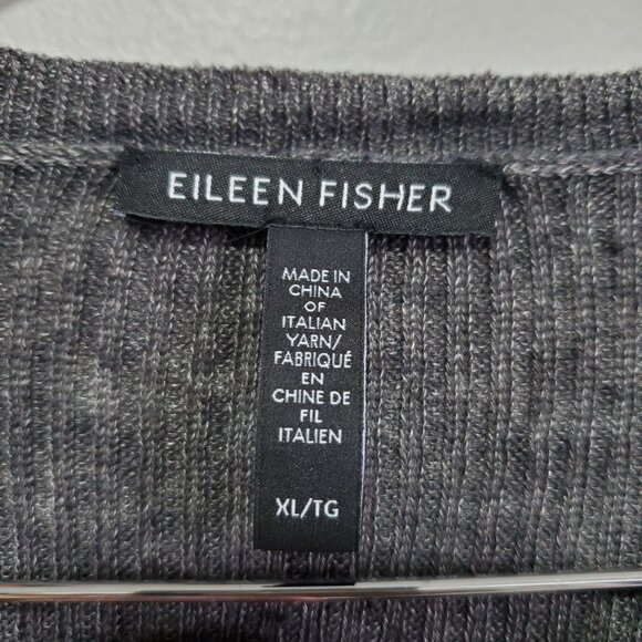 EILEEN FISHER Organic Linen Delave Crew Neck Tunic Top LS Boxy Grey Women's XL - Picture 9 of 12